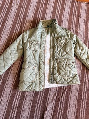 Quilted Light olive Green Jacket with Sherpa Lining